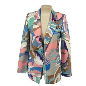 Stylissima Multicolor Groovy Art To Wear Abstract Women’s Blazer Jacket Sz S